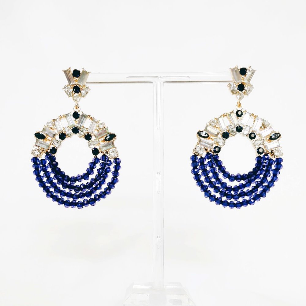 Faux crystal + bead earring
